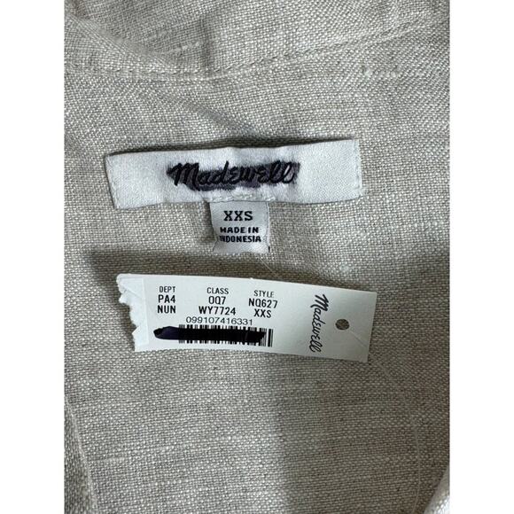 NWT Madewell V-Neck Linen Mini Dress in Natural Undyed Size XXS - Picture 6 of 15